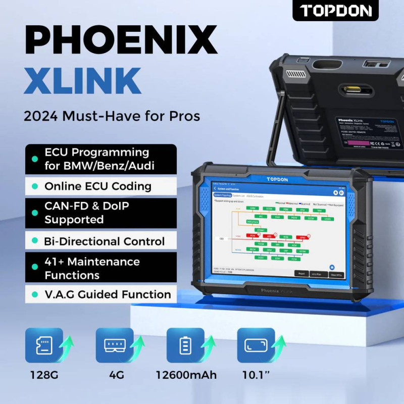 10,1-дюймовий діагностичний автосканер OE TOPDON Phoenix Xlink