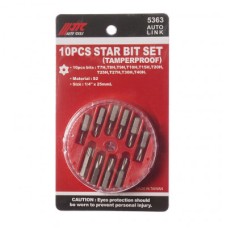 Набор бит 1/4" TORX T7H-T40H с отверстием 10ед.  JTC