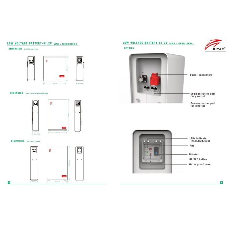 Акумуляторна батарея Fuji Solar 15kW 280А/г 48В Wallbox Ritar LiFePo4