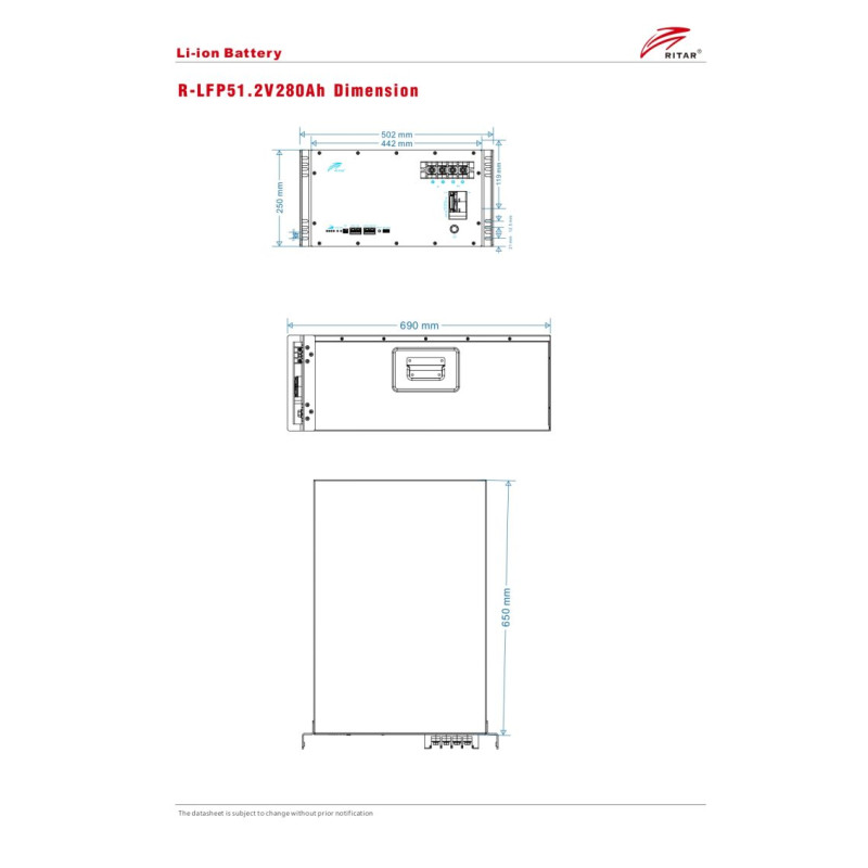 Акумуляторна батарея Fuji Solar 48в 15кВт 280А/г Rack Ritar LiFePo4