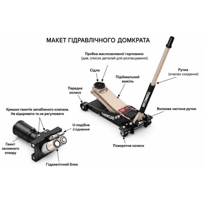 Домкрат підкатний гідравлічний Thinkcar TFJ 340 (4т, 100-533мм, 2 насоси)