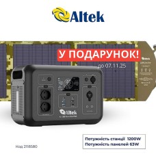 Комплект зарядна станція AL 1200 PowerBox Plus + розкладна панель 63W ALT-63, мілітарі